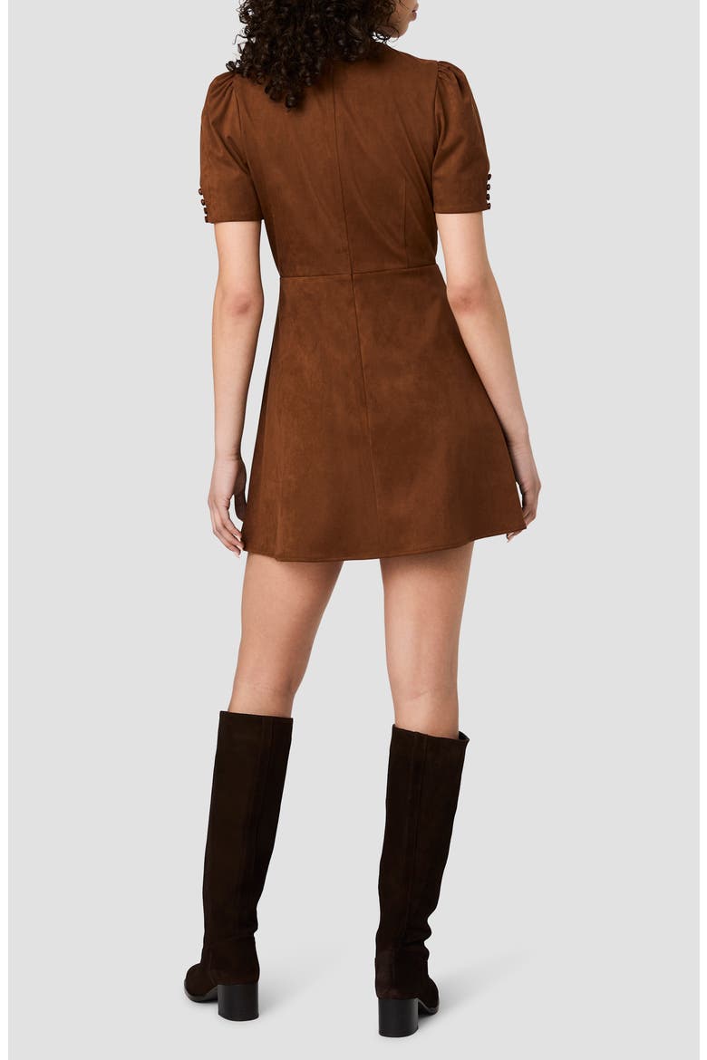 Sonja Short Sleeve Faux Suede Fit & Flare Minidress, Alternate, color, CHESTNUT BROWN