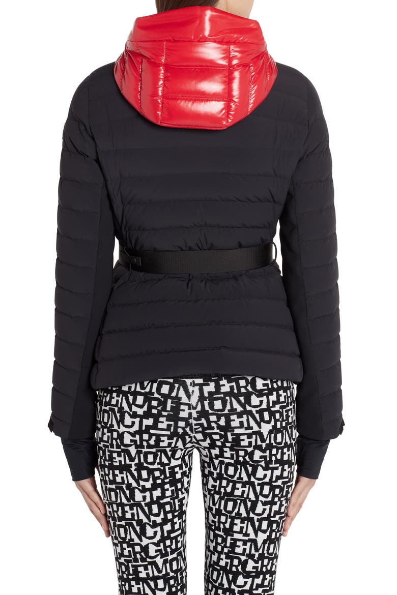 Bruche Belted Down Puffer Ski Jacket, Alternate, color, BLACK