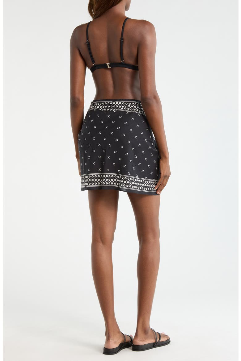 Juno Print Cotton Cover-Up Pareo, Alternate, color, BLACK