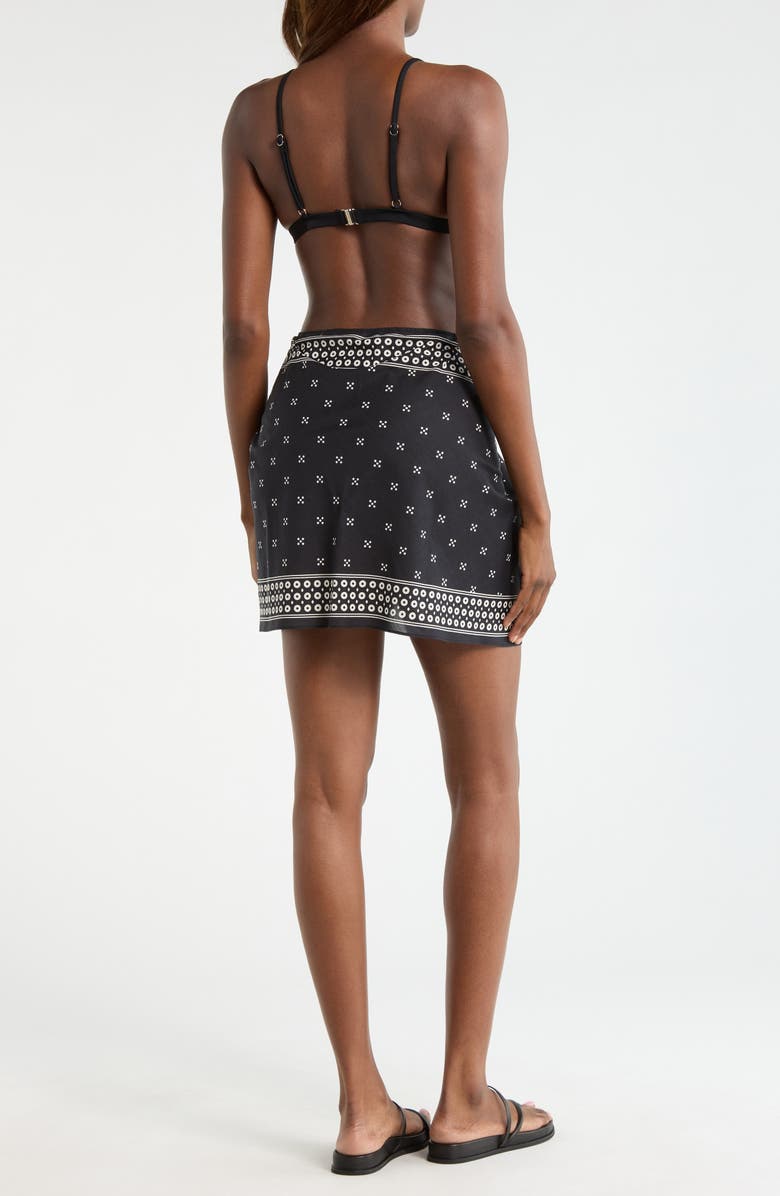 Robin Piccone Juno Print Cotton Cover-Up Pareo, Alternate, color, Black