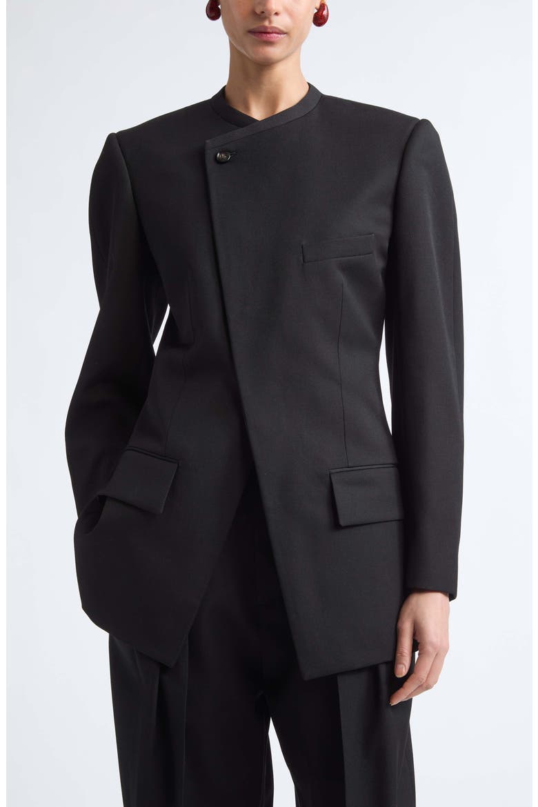 Collarless Wool Poudre Jacket, Main, color, 1010 DOUBLE BLACK