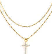 Mint & Lily Dainty Cable Necklace with Pave Cross Chain Necklace Stacking Set