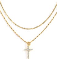 Mint & Lily Dainty Cable Necklace with Pave Cross Chain Necklace Stacking Set