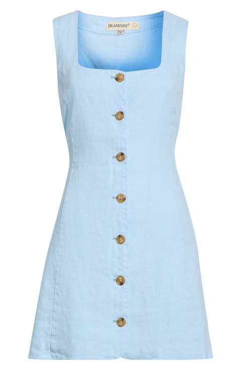 Sleeveless Square Neck Linen Dress