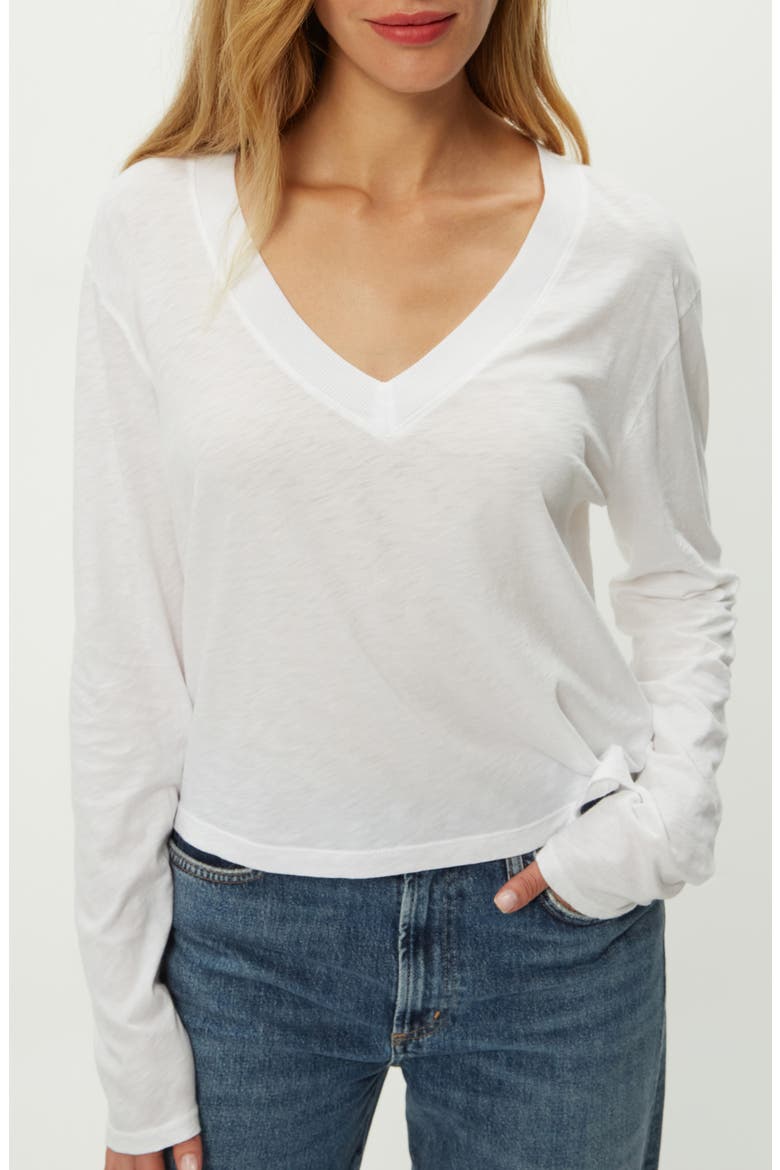 Brea V-Neck Supima Cotton Top, Alternate, color, WHITE