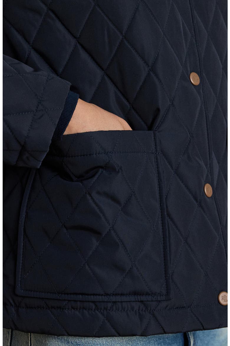 Twill Collar Quilted Jacket, Alternate, color, DARK NAVY