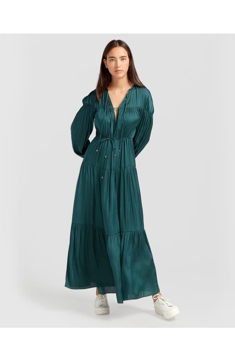 Belle & Bloom Window Seat Tiered Maxi Dress, Alternate, color, Dark Green