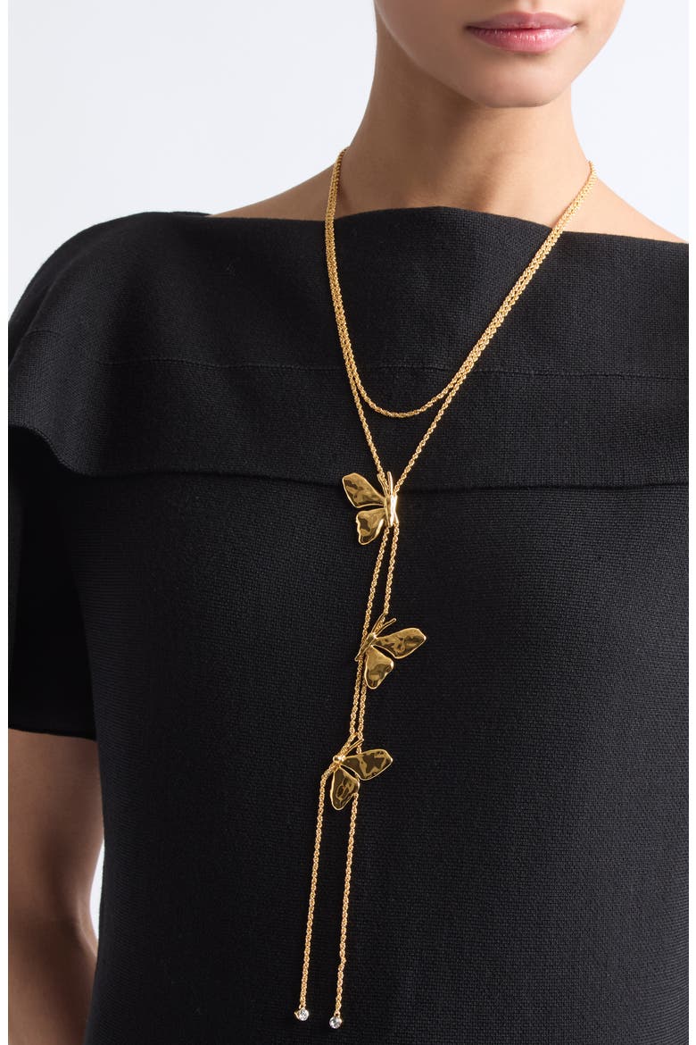 Butterfly Layered Rope Necklace, Alternate, color, GOLD