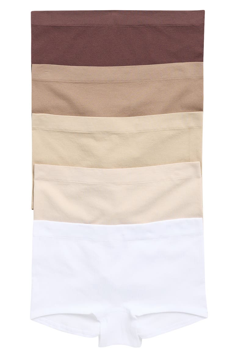 5-Pack Seamless Rib Boyshorts, Main, color, NEUTRAL MULTI