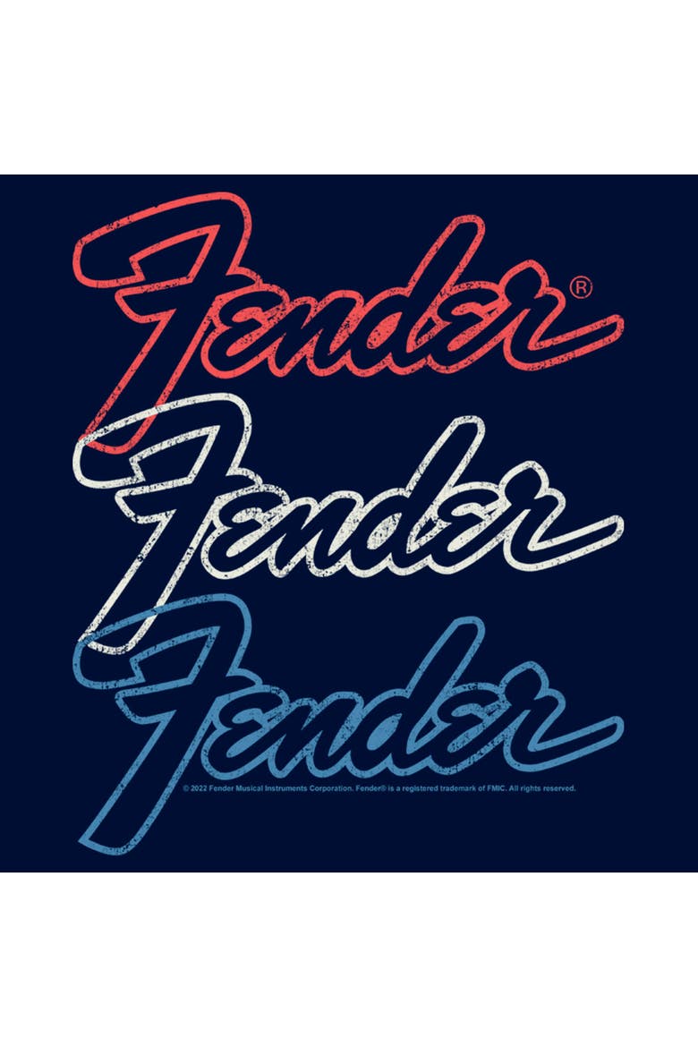 Boy's Fender Red White Blue Logo  Graphic T-Shirt, Alternate, color, Navy Blue