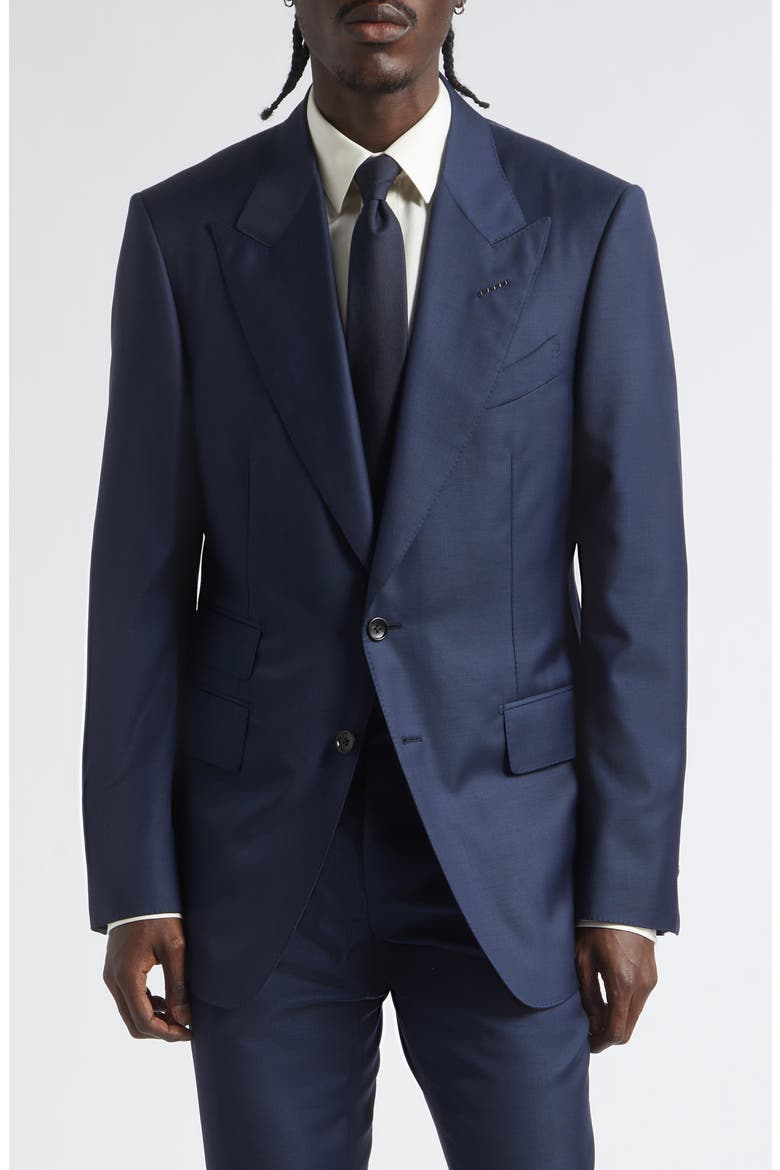 Shelton Wool Sharkskin Suit Jacket, Main, color, UCC NAVY