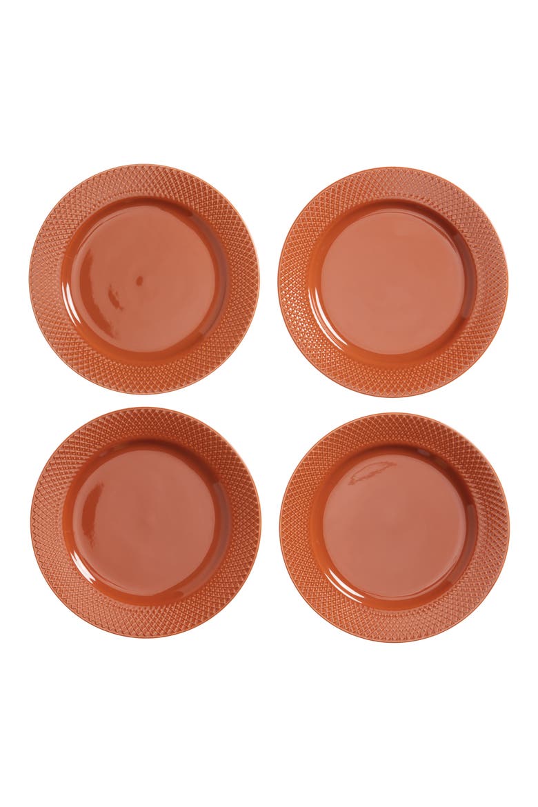 Rhombe Color Set of 4 Lunch Plates, Main, color, TERRACOTTA