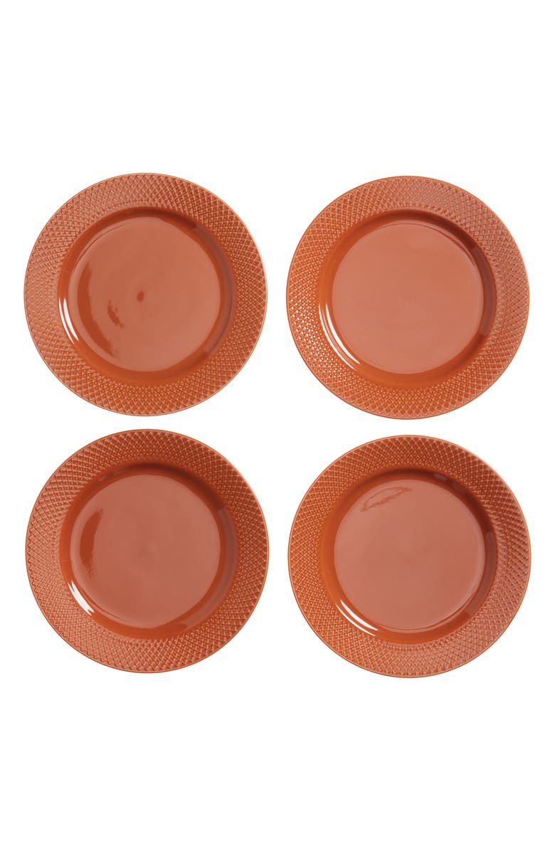 Lyngby Porcelaen Rhombe Color Set of 4 Lunch Plates, Main, color, Terracotta
