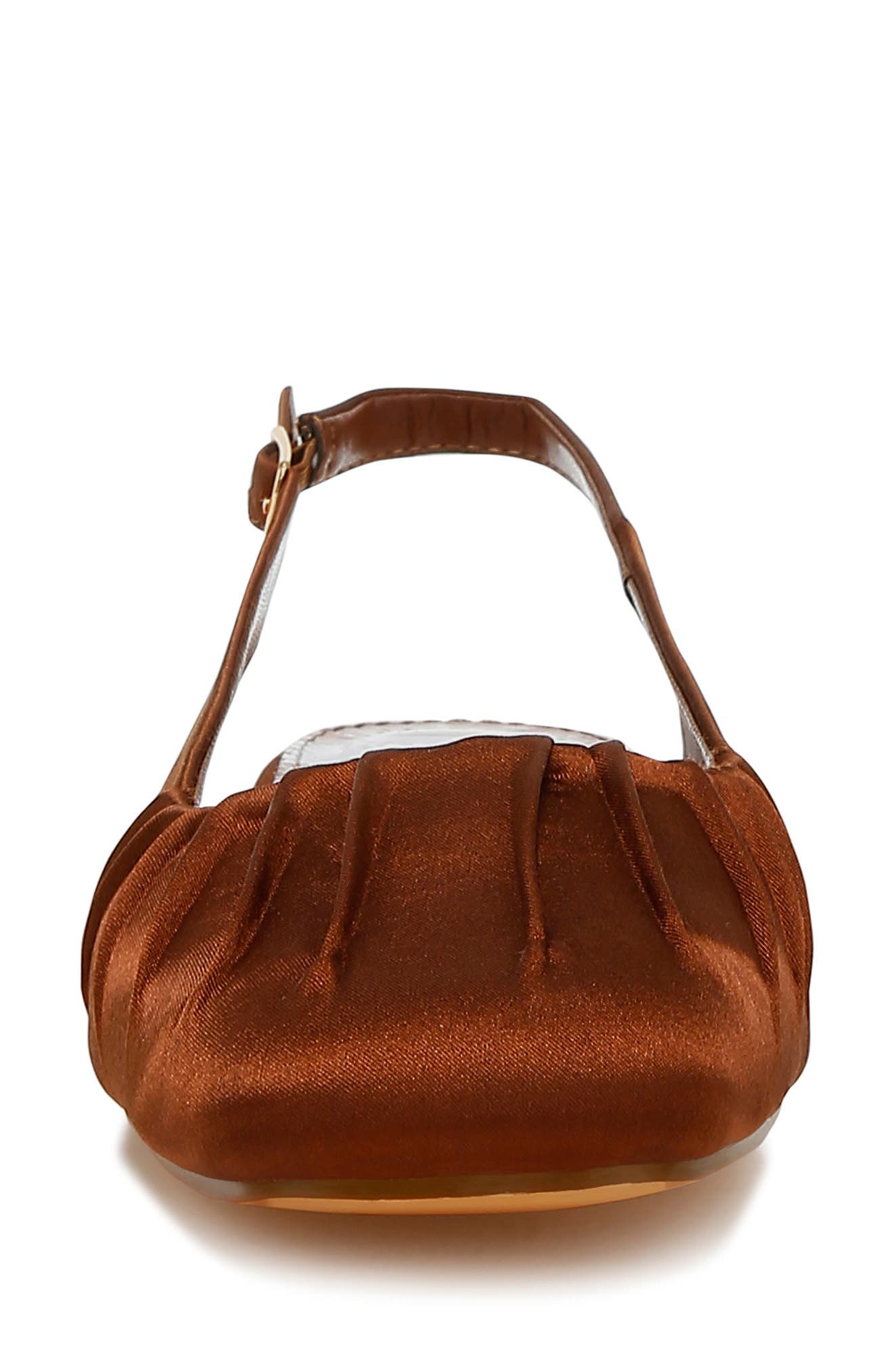 Cheeni Satin Slingback Flat, Alternate, color, BROWN