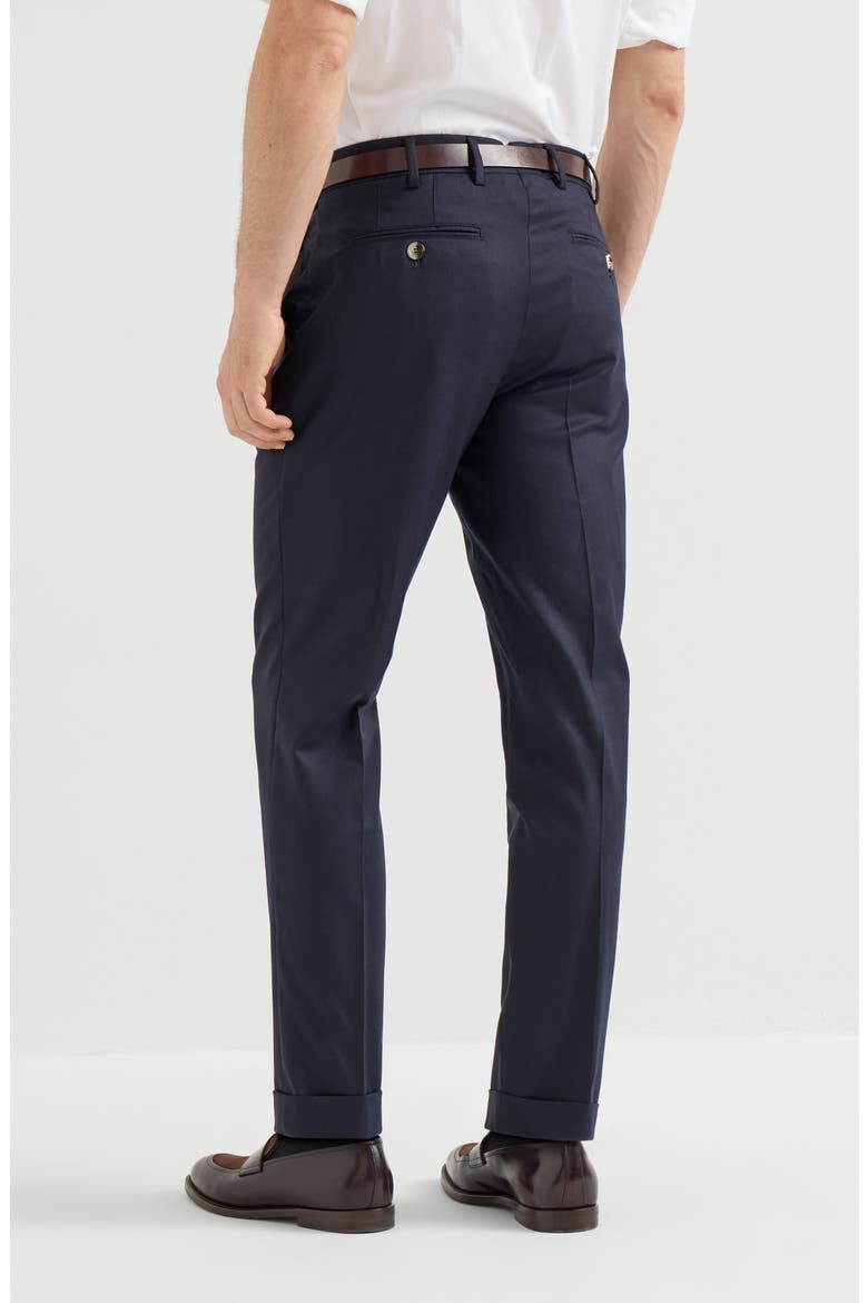 Virgin wool flannel Italian fit trousers, Alternate, color, Blue