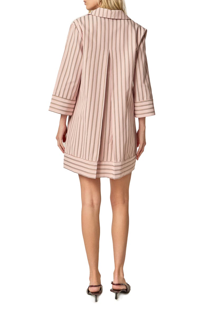 Stripe Collar Minidress, Alternate, color, LIGHT PINK/ BROWN