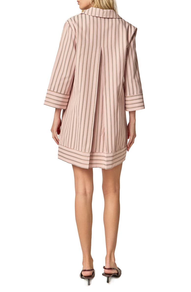 English Factory Stripe Collar Minidress, Alternate, color, Light Pink/ Brown