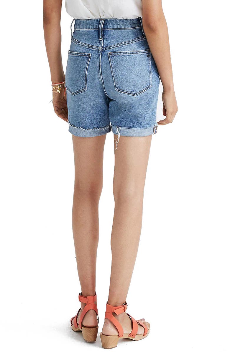 Madewell Tencel<sup>®</sup> Lyocell Edition High Waist Mid-Length Denim Shorts, Alternate, color, 