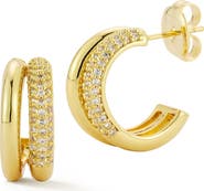 GLAZE JEWELRY Cubic Zirconia Pavé Double Hoop Earrings