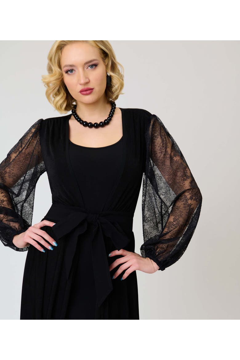 Billow Long Sleeved Hollywood Duster, Alternate, color, Black Solid