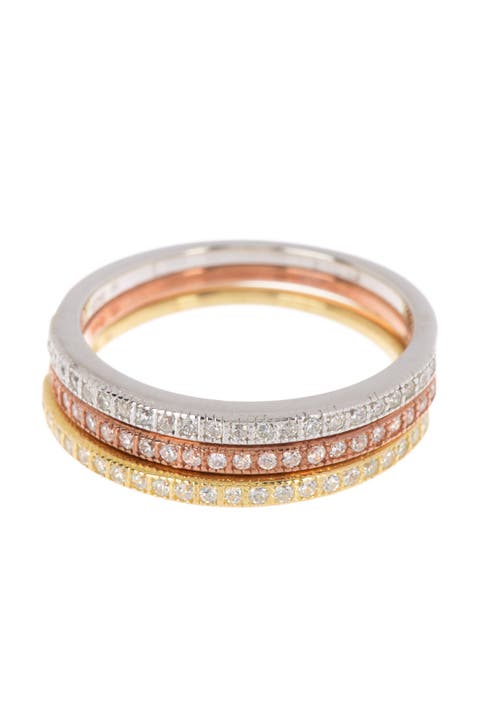 Tri-Tone Swarovski Crystal Half Eternity Band Set