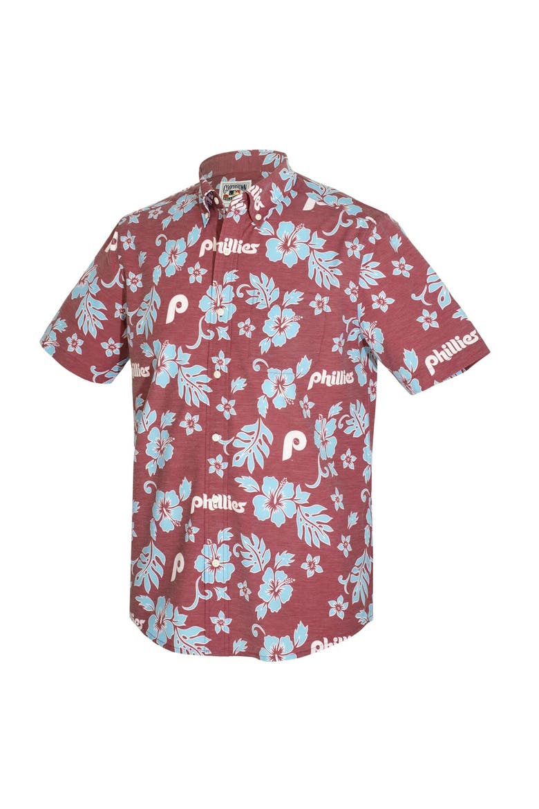 Men's Reyn Spooner  Maroon Philadelphia Phillies Cooperstown Kekai Performance Button-Down Tri-Blend Top, Alternate, color, Maroon
