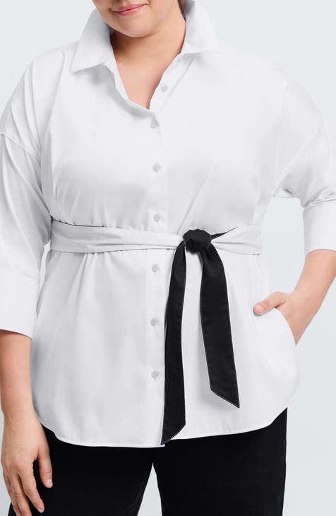 Dressy white blouses plus size best sale