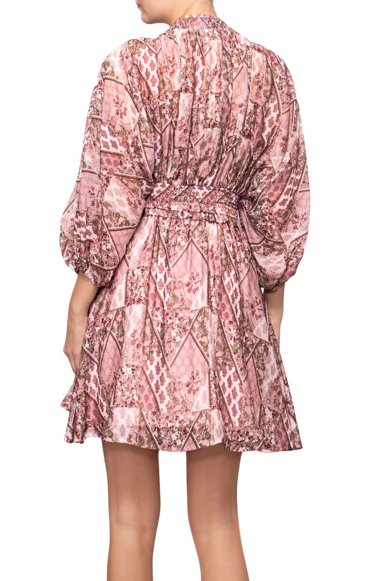 MELLODAY Printed Smocked Dress, Alternate, color, Blush Sage Multi