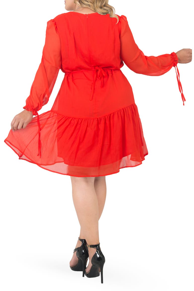 Prairie Chiffon Long Sleeve Dress, Alternate, color, TIGERLILY