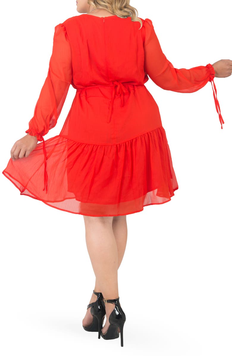 Standards & Practices Prairie Chiffon Long Sleeve Dress, Alternate, color, Tigerlily