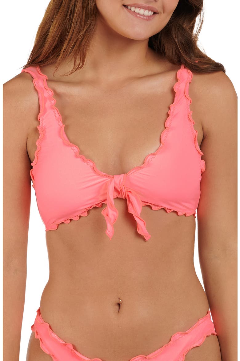 Solid Merrow Bralette Bikini Top, Main, color, HOT PINK