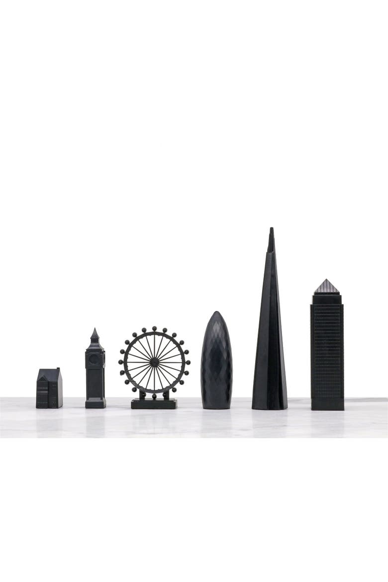Chess Set Acrylic LONDON vs NEW YORK with B/W Hatch Board, Alternate, color, White