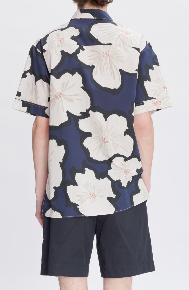 A.P.C. Ross Floral Short Sleeve Button-Up Shirt, Alternate, color, Iak Dark Navy