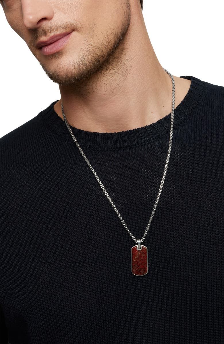 David Yurman Streamline<sup>®</sup> Tag with Red Agate, Alternate, color, Agatized Dinosaur Bone-Red