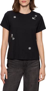 Sanctuary Floral Crystal Embellished Organic Cotton T-Shirt
