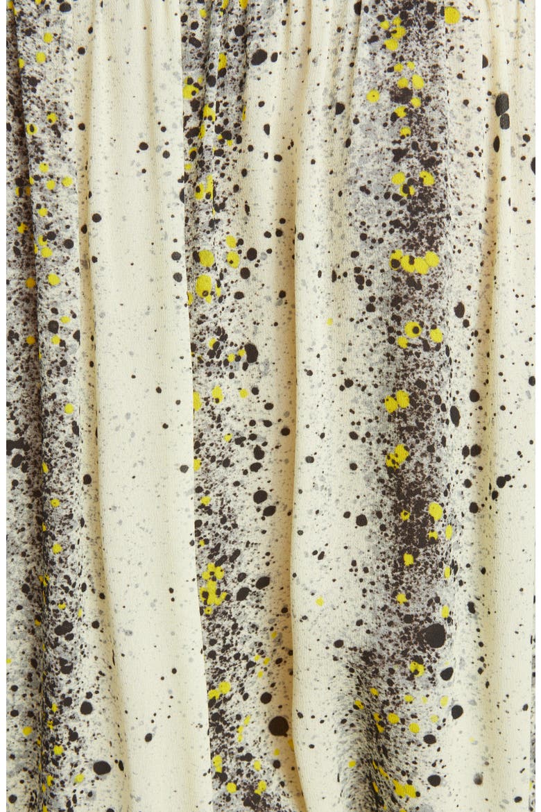 Ink Splatter Print Asymmetric Long Sleeve Apron Dress, Alternate, color, LEMON/ BLACK 146