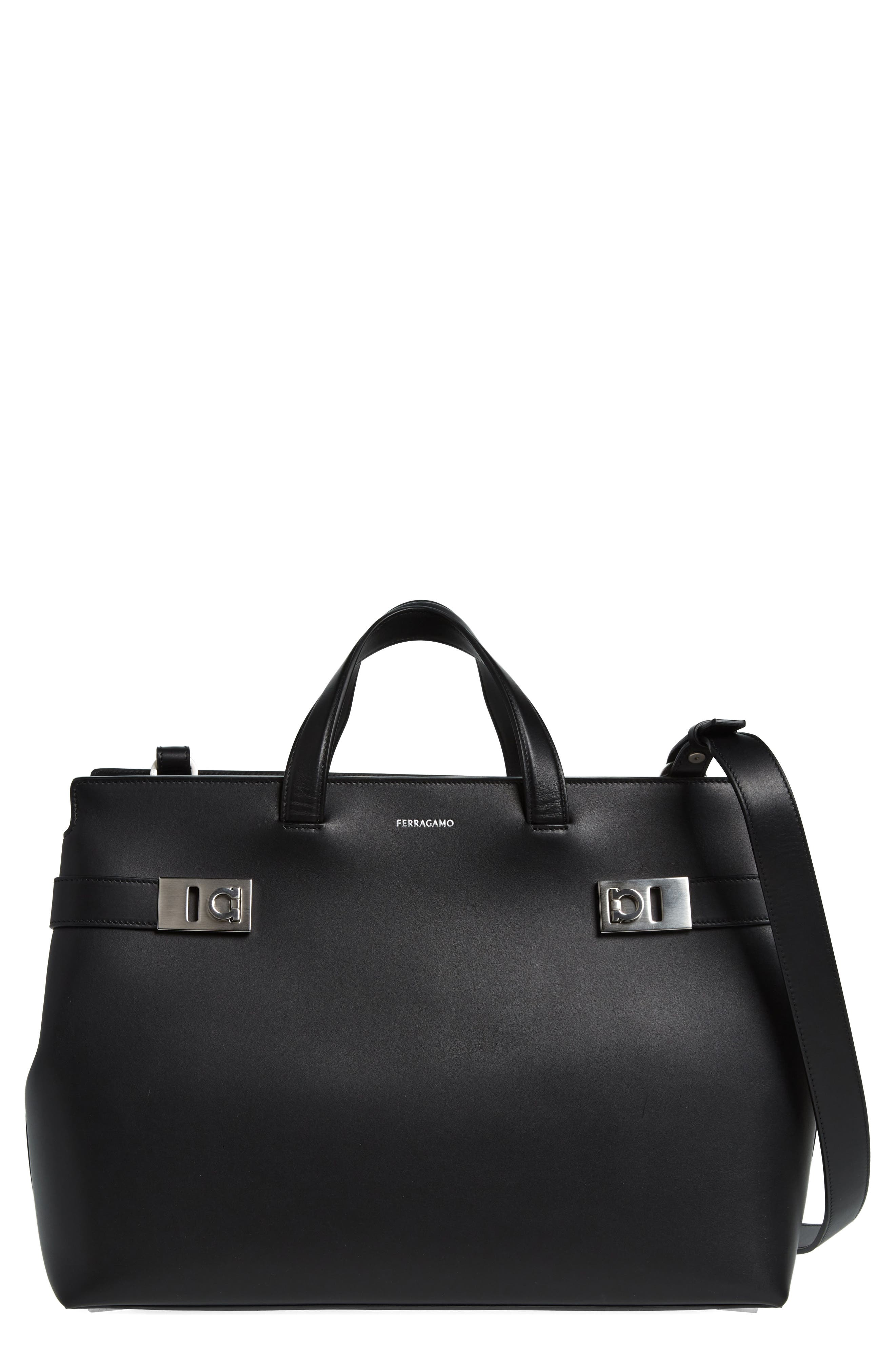 FERRAGAMO Leather Tote Bag, Main, color, 