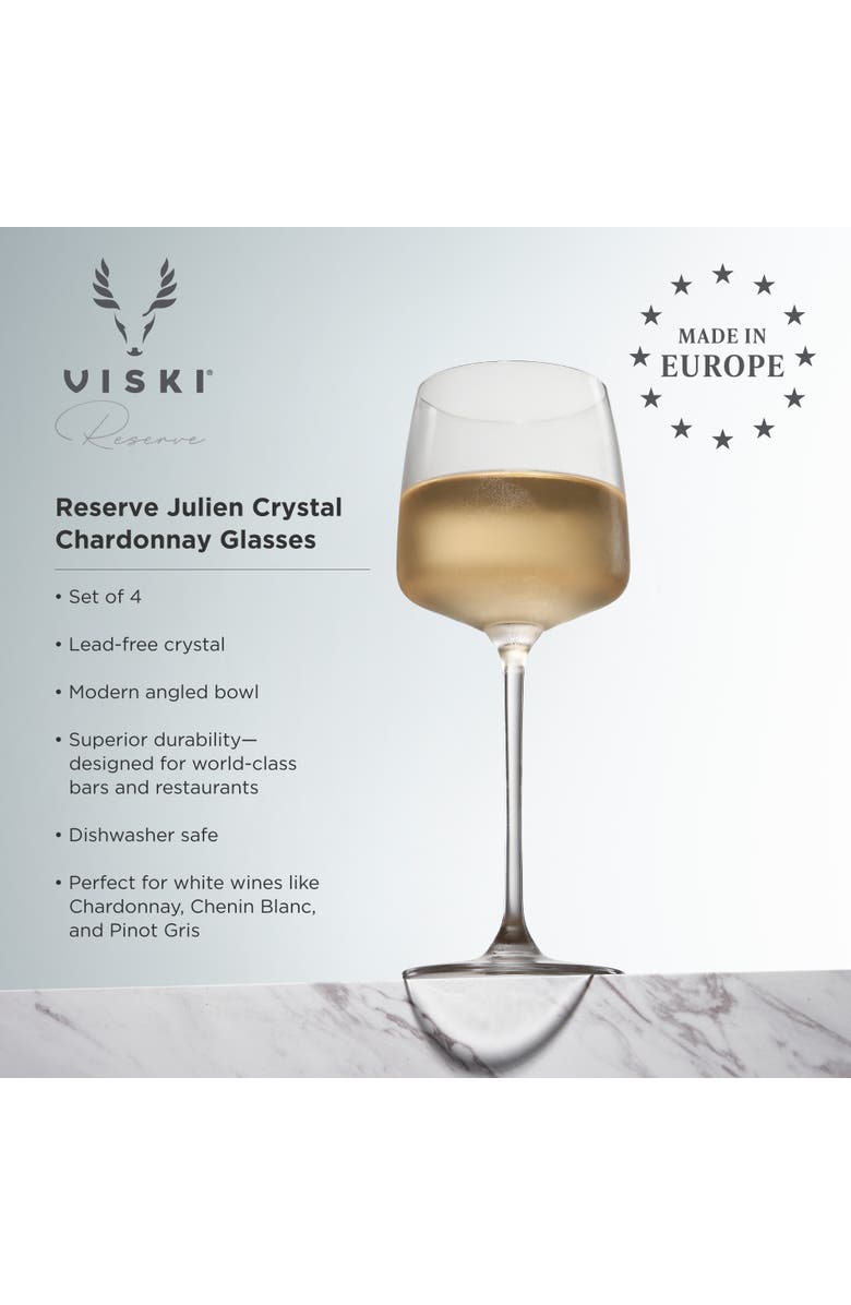 Viski Reserve Julien Crystal Chardonnay Glasses Set of 4, Alternate, color, Clear