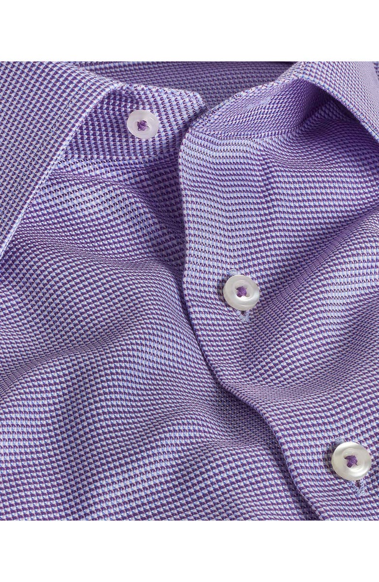David Donahue Trim Fit Dobby Micro Check Cotton Dress Shirt, Alternate, color, Purple/ Sky