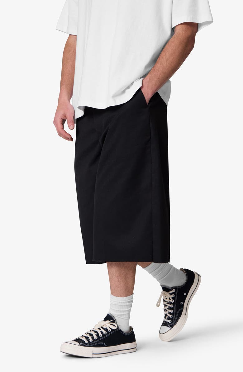 mnml Pleated Baggy Cotton Blend Shorts, Alternate, color, Black