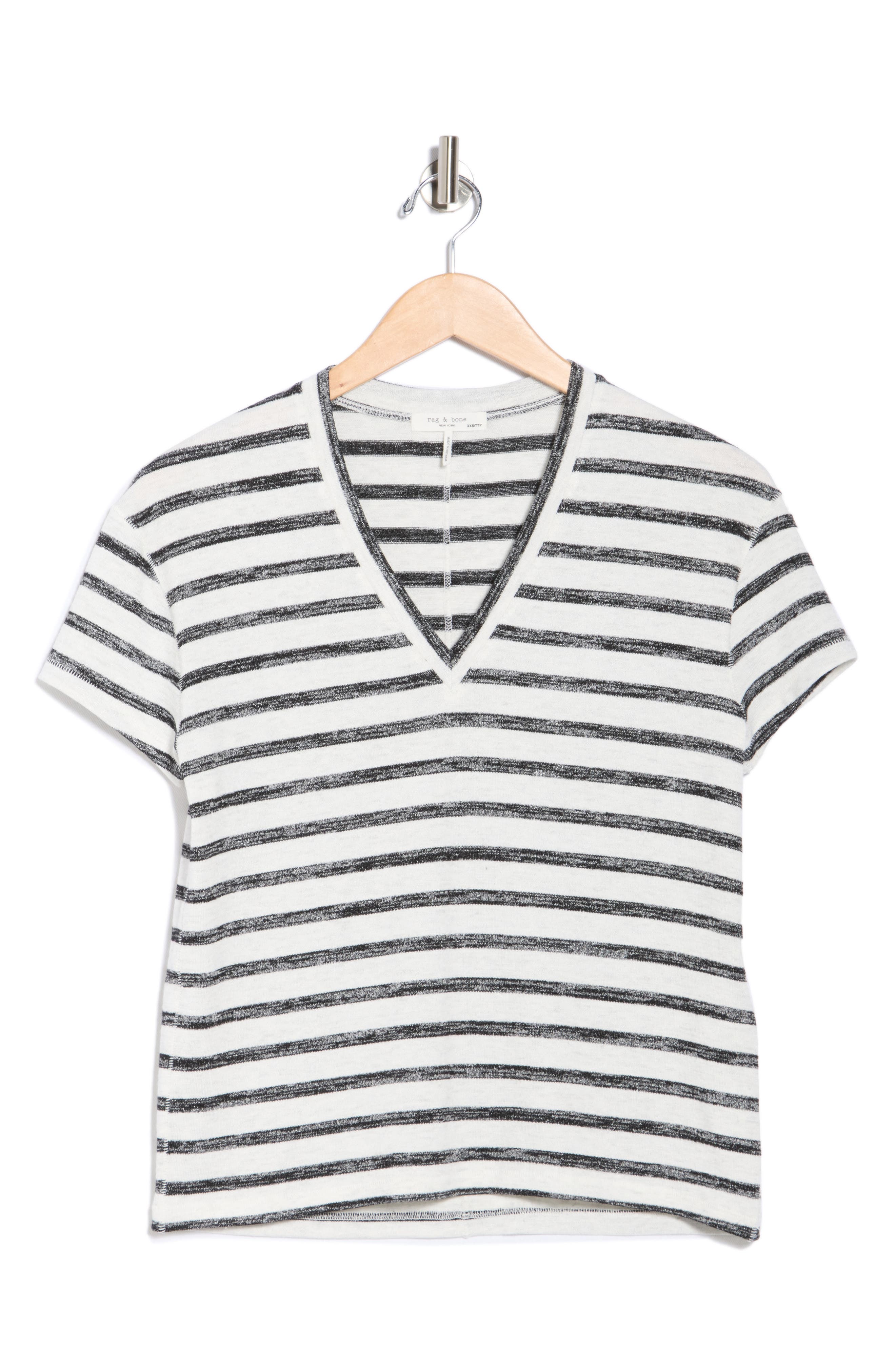 rag & bone The Knit Stripe V-Neck T-Shirt
