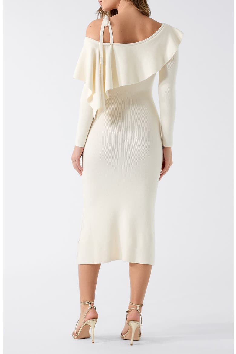 Ambrosia One-Shoulder Long Sleeve Knit Midi Dress, Alternate, color, NATURAL