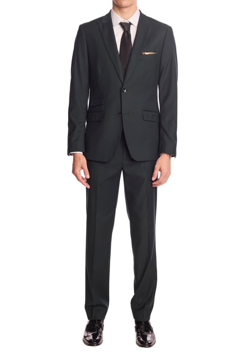PAISLEY & GRAY Downing Slim Fit Flat Front Dress Pants, Alternate, color, Dark Forest Green