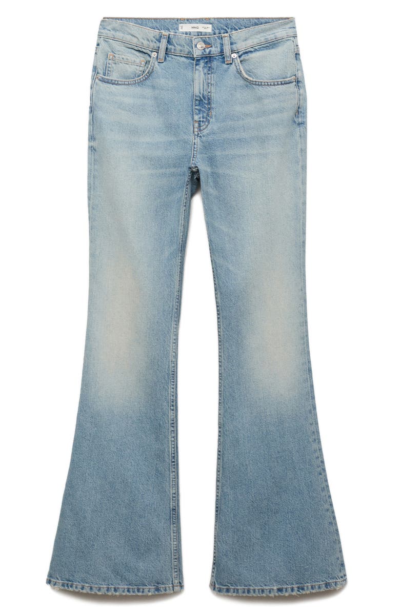 MANGO Mid Rise Flare Jeans, Main, color, Medium Blue