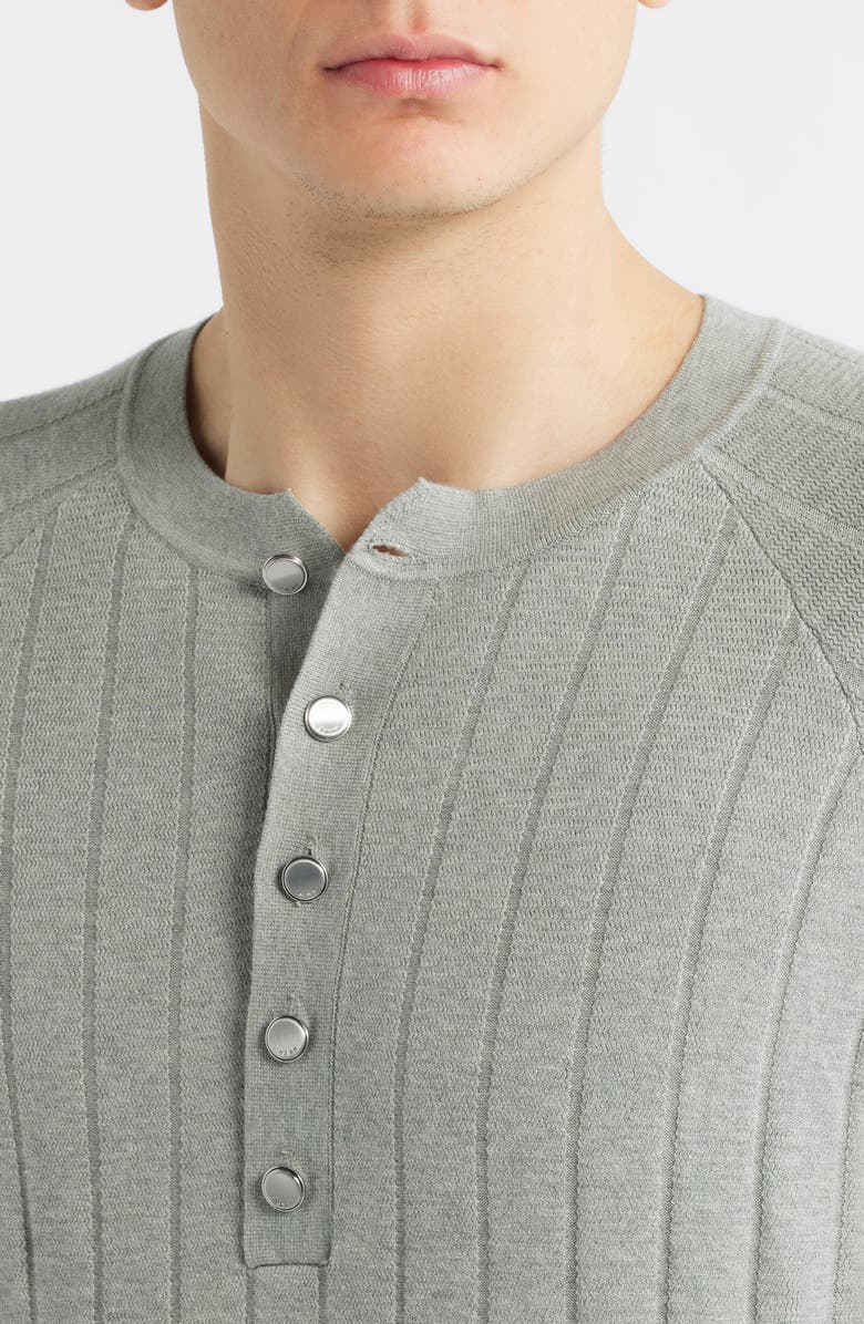 Reiss Andres Ribbed Henley Sweater, Alternate, color, Sage Green