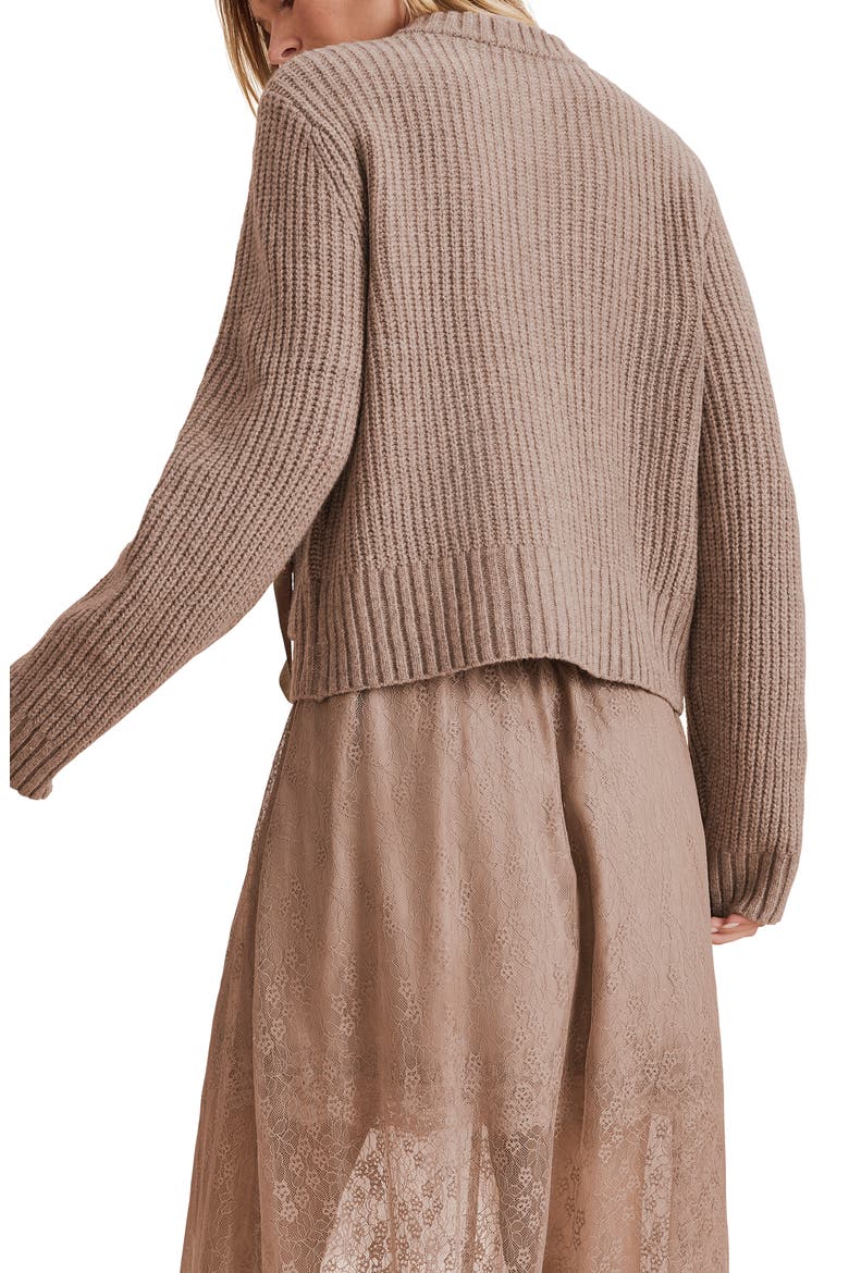 Selena Bow Packet Cardigan, Alternate, color, HEATHER JAVA BROWN
