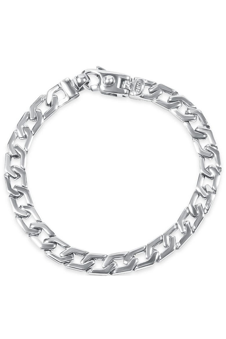 Braccio Men's 26 Gram Trap Link Solid Silver Bracelet 8.5", Main, color, Silver