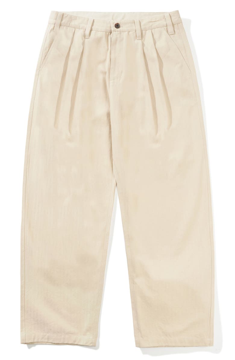 Butter Goods Pleat Front Cotton Pants, Main, color, Sandstone