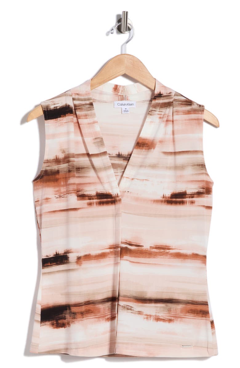 Calvin Klein V-Neck Sleeveless Top, Alternate, color, Adobe Multi