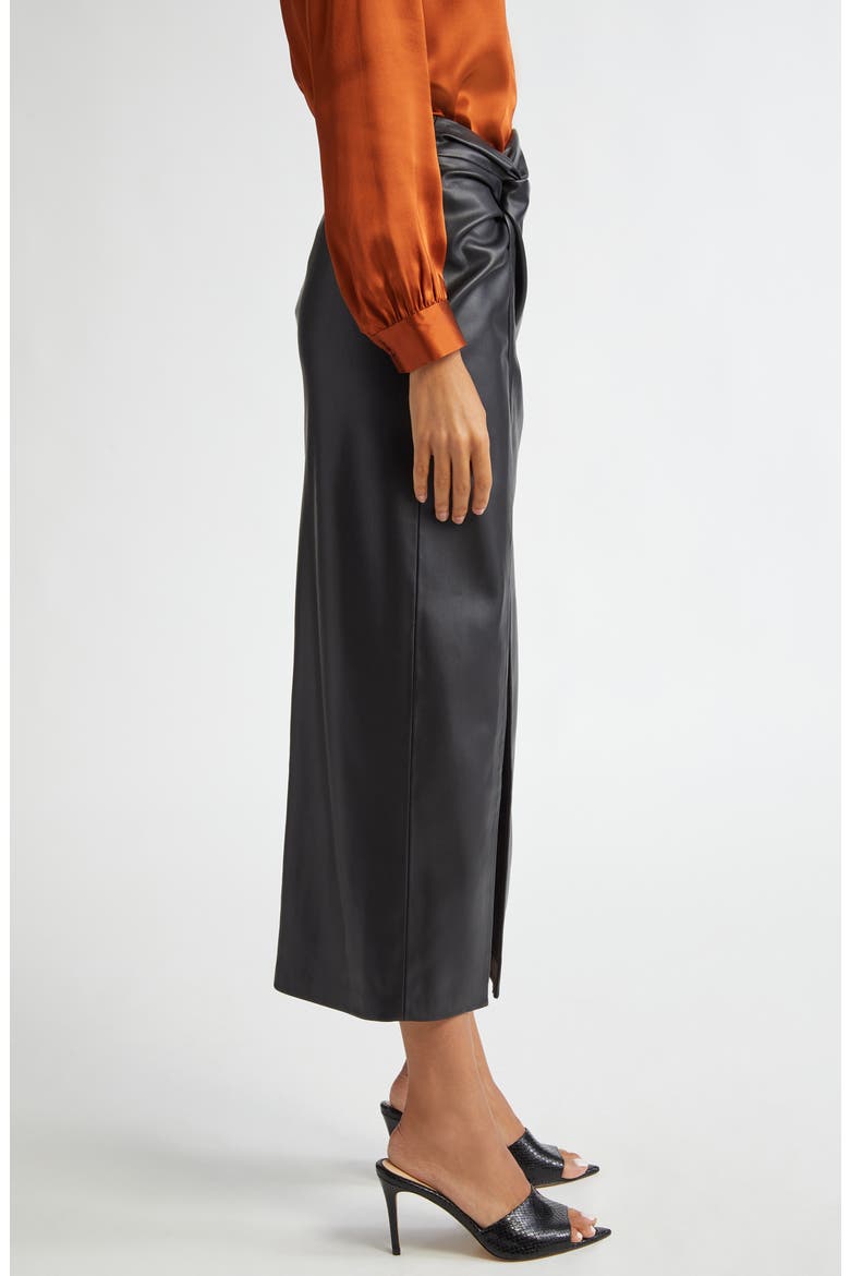 Lilou Twist Front Faux Leather Skirt, Alternate, color, BLACK
